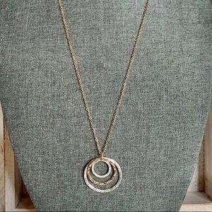 Triple Circle Pendant Necklace Gold Silver NWOT